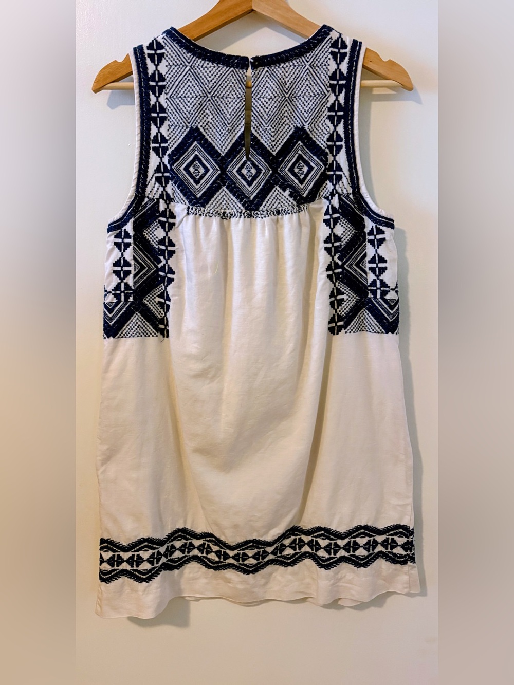 Madewell Embroidered White Tank Dress with Navy Trim #springweddingguestdress - Picture 4 of 4